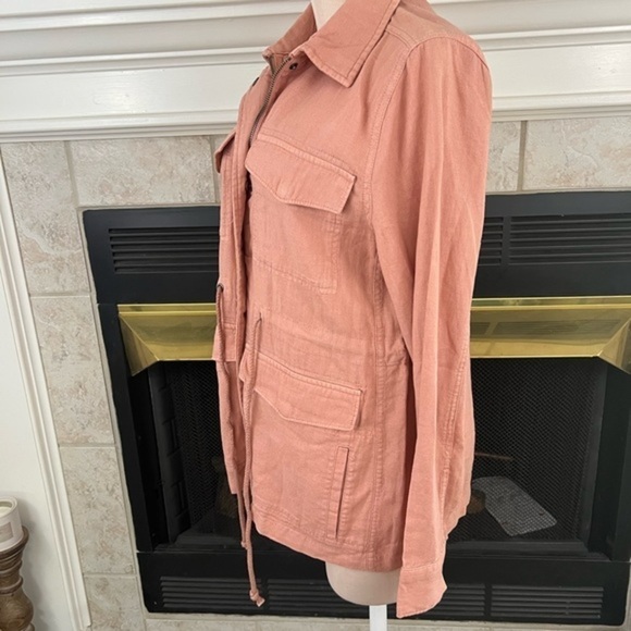 New Directions Dusty Apricot Pink Lightweight Linen  blend Jacket with 6 Pockets - Picture 10 of 16